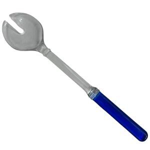 Acrylic Made in Taiwan Clear & Blue Serving Utensil Salad Fork 11.75x2.5" Used